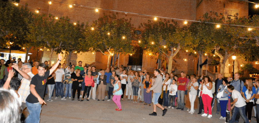 village square at nighttime